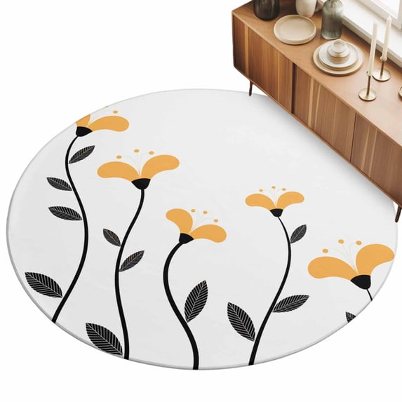 7ft Round Rug Spring Flowers Area Rugs for Living Room Bedroom Washable ...