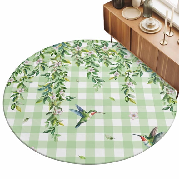 7ft Round Rug Spring Plants Area Rugs for Living Room Bedroom Washable ...