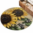 7ft Round Rug Sunflower Area Rugs for Living Room Bedroom Washable Non ...