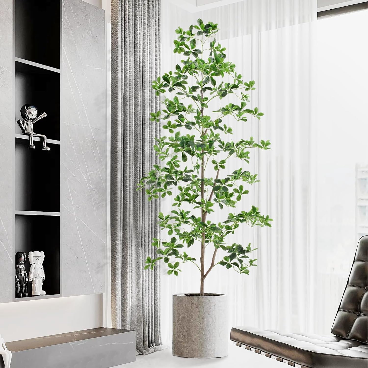7ft Tall Artificial Black Olive Tree with 1260 Lifelike Leaves, Tall ...