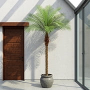 7ft Tall Artificial Phoenix Palm Tree, Tall Artificial Palm Trees Faux Phoenix Palm Plants for Outside Patio Pool Home Office Living Room Yard 1Pcs, 7ft