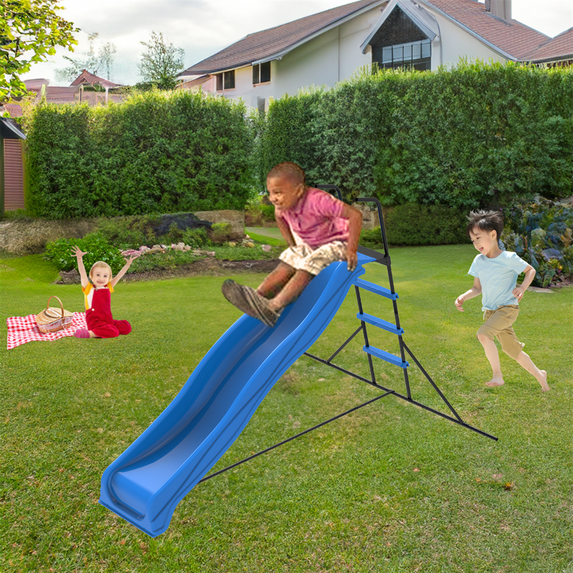 2.2M Toddler Slide, Sturdy Plastic Slides with Stairs, Slide for Toddler for Indoor Outdoor Backyard, Blue