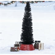 7ft Unlit Black Pencil Christmas Tree 499 Tips Easy Assembly Plastic Base Small Space Holiday Decor
