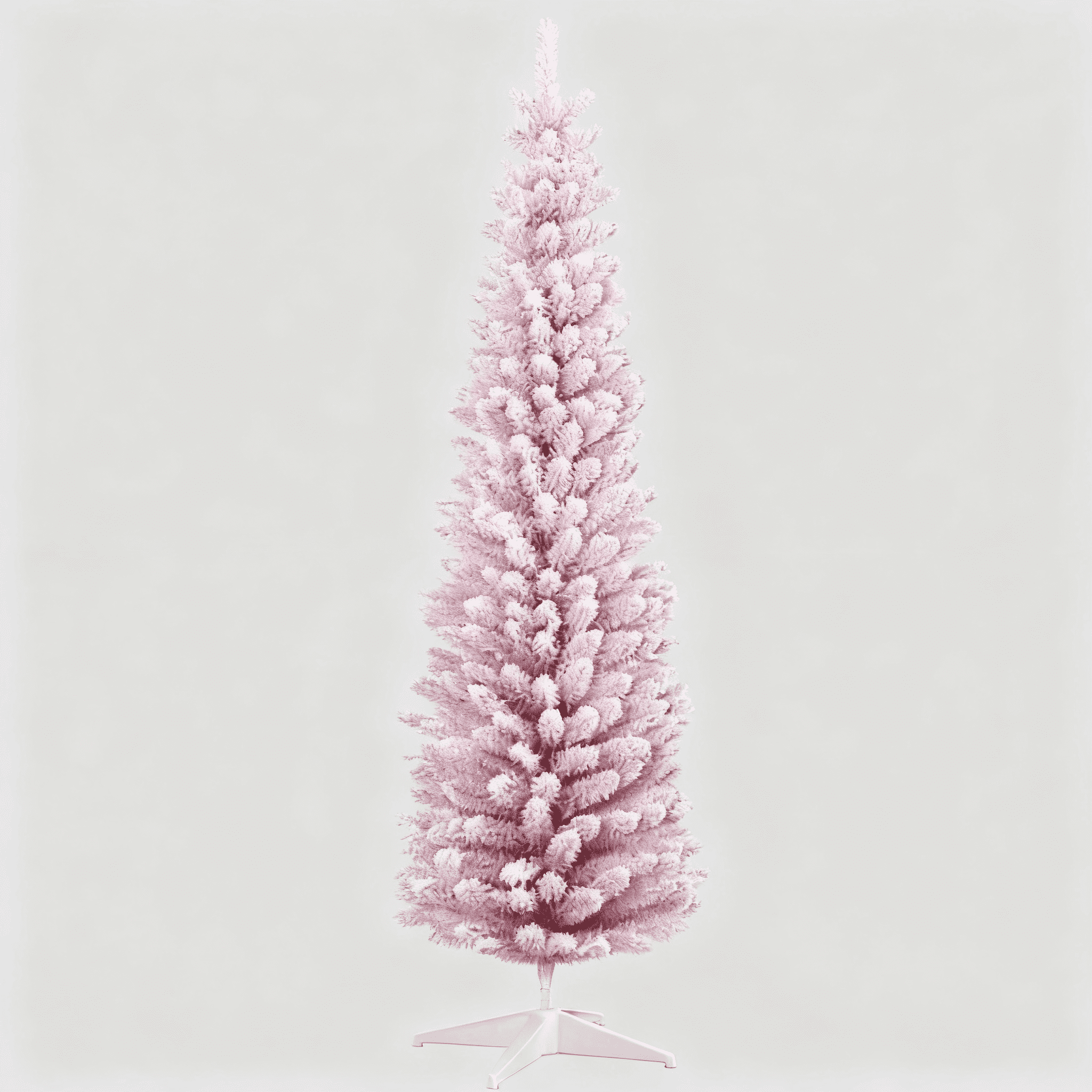 7ft Unlit Pink Snow Flocked Pencil Christmas Tree 499 Tips Flame Retardant Small Space Decor