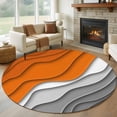 thumbnail image 1 of 7ft Washable Round Rug, Abstract Beach Non-Slip Circle Area Rug for Living Room Dining Room, Aesthetic Grey to Orange Gradient Indoor Floor Mat for Home Decor, 1 of 9