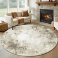 thumbnail image 1 of 7ft Washable Round Rug, Abstract Non-Slip Circle Area Rug for Living Room Dining Room, Vintage Brown Grey Mottled Distressed Wall Texture Indoor Floor Mat for Home Decor, 1 of 9
