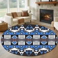 thumbnail image 1 of 7ft Washable Round Rug, Aztec Non-Slip Circle Area Rug for Living Room Dining Room, Geometric Pattern Indoor Floor Mat for Home Decor, 1 of 9
