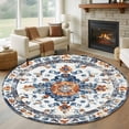 thumbnail image 1 of 7ft Washable Round Rug, Boho Flower Non-Slip Circle Area Rug for Living Room Dining Room, Ethnic Style Indoor Floor Mat for Home Decor, 1 of 9