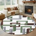thumbnail image 1 of 7ft Washable Round Rug, Mid Century Non-Slip Circle Area Rug for Living Room Dining Room, Absrtact Geometric Indoor Floor Mat for Home Decor, 1 of 9