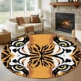 thumbnail image 1 of 7ft Washable Round Rug, Tiger Print Non-Slip Circle Area Rug for Living Room Dining Room, Abstract Wild Animal Themed Tiger Eyes Wildlife Indoor Floor Mat for Home Decor, 1 of 9