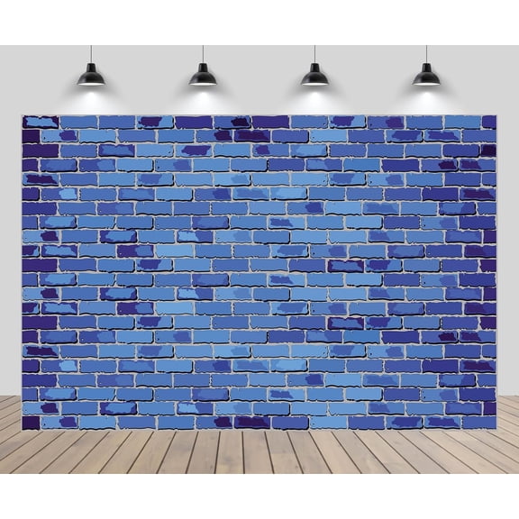 7ftx5ft Blue Brick Wall Backdrop for Photography Birthday Party Decor Photo Background Baby Shower Wedding Graduation Home Decoration Studio Props