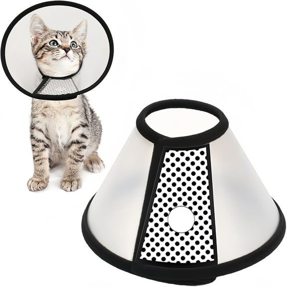 7in-8.7in Adjustable Plastic Pet Recovery Cone E-Collar, Anti-Licking Wound Healing Protective Neck Cover for Cats, Puppies and Small Rabbits