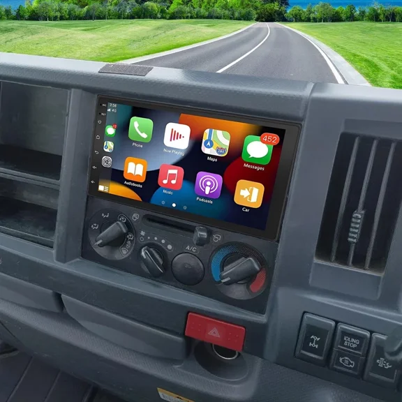 7in Android 14 Car Stereo Radio GPS Navigation 2+64G for Isuzu N Series NNR/NPR/NPS/NQR Truck 2009-2020 with Carplay Android Auto Car Screen with Bluetooth WiFi FM/AM/RDS Support Split Screen