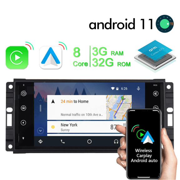 7in Android 15 Car Stereo Compatible for Chrysler 300C 2008-2010, 2+64GB, Wireless CarPlay & Android Auto, IPS Touchscreen, GPS, AHD Backup Camera, WiFi/Mirror Link/Bluetooth/SWC