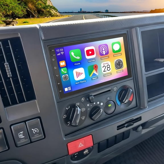7in Android 15 Car Stereo Radio GPS Navigation 2+64G for Isuzu N Series NNR/NPR/NPS/NQR Truck 2009-2020 Fit for Carplay Android Auto Car Screen with Bluetooth WiFi FM/AM/RDS Support Split Screen