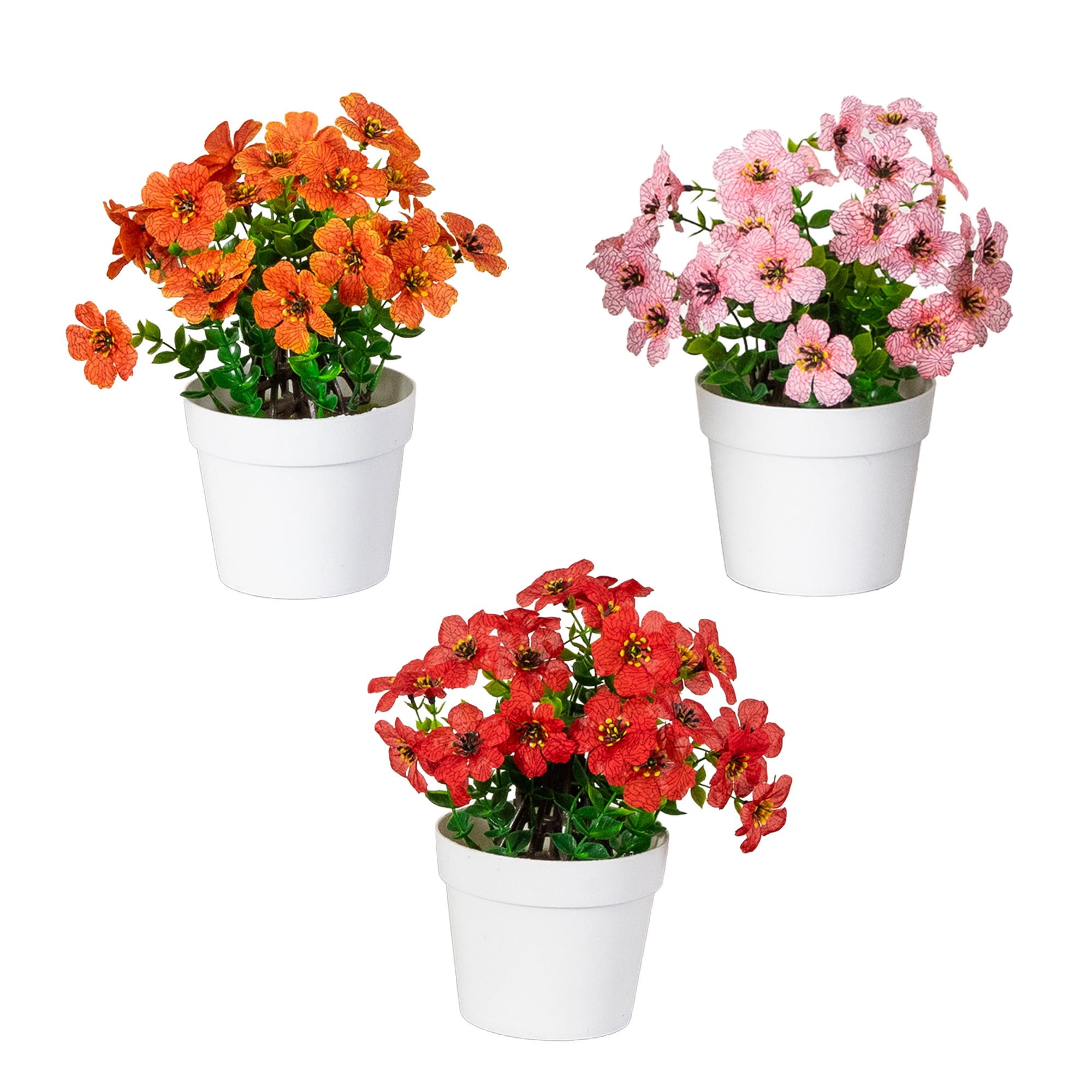 7in. Artificial Spring Daisy in White Pot - Set of 3