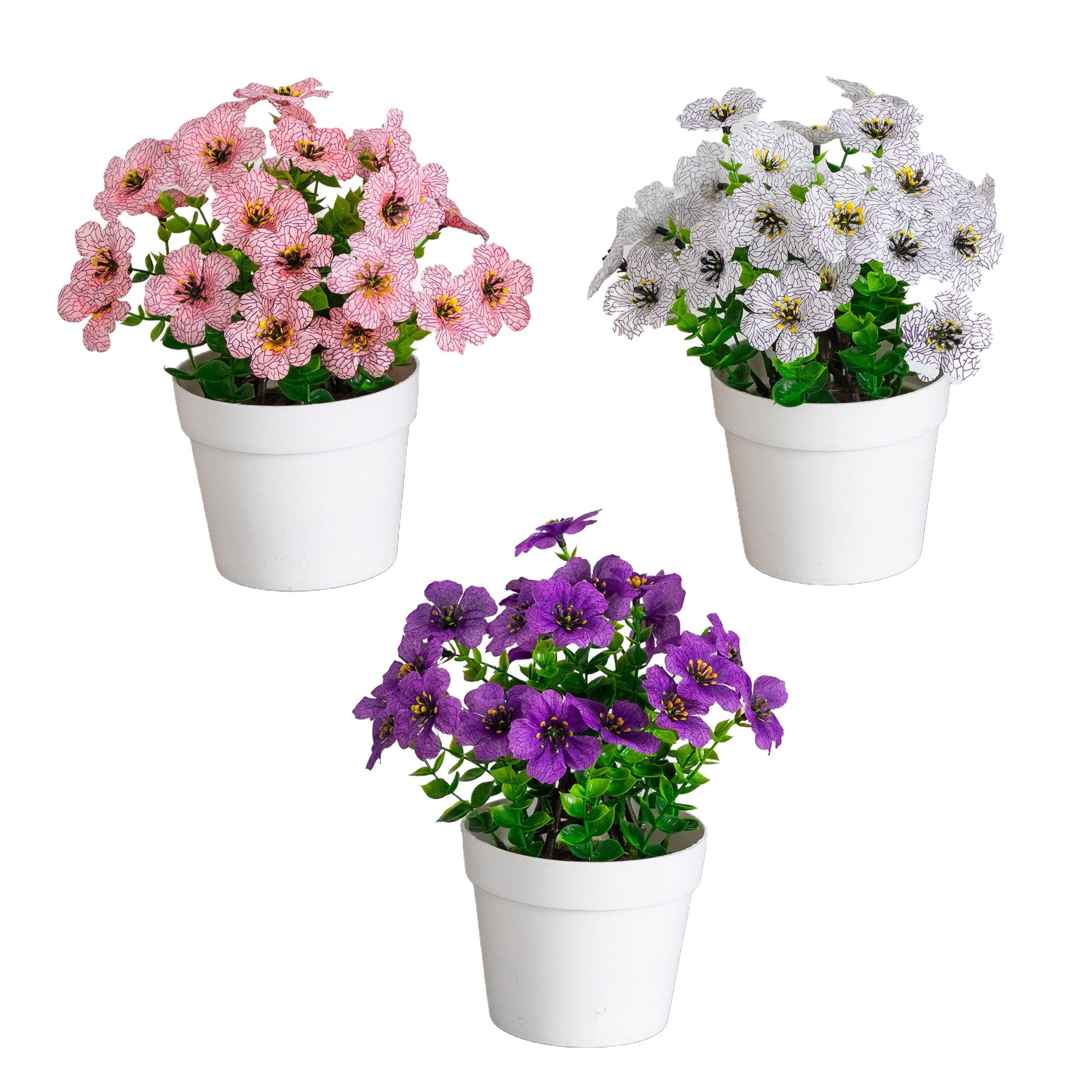 7in. Artificial Spring Daisy in White Pot - Set of 3