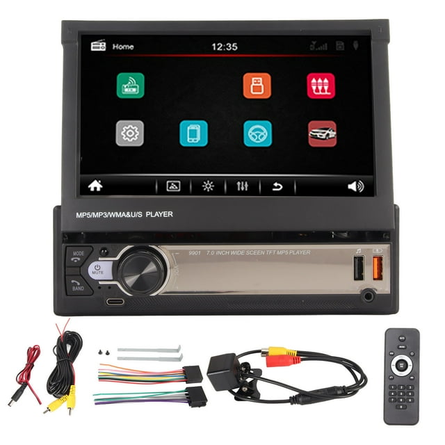 7in Car MP5 Player HD Retractable Screen 12 LED Backup Cameras Wireless