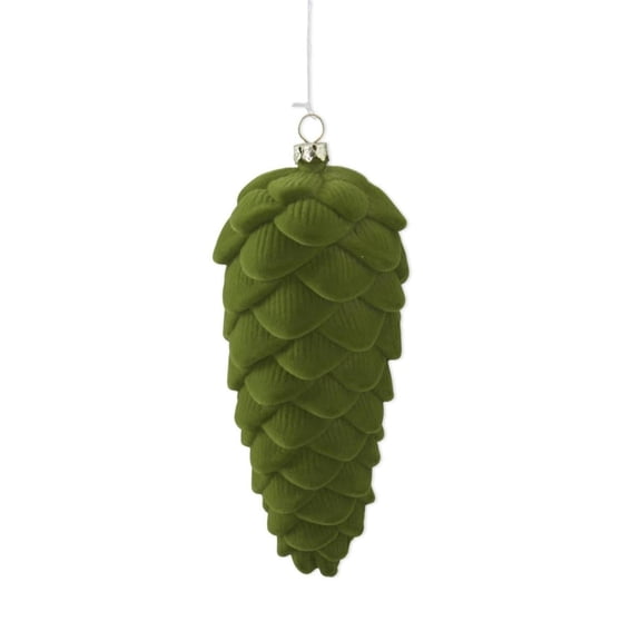7in Green Velvet Flocked Pinecone Ornament