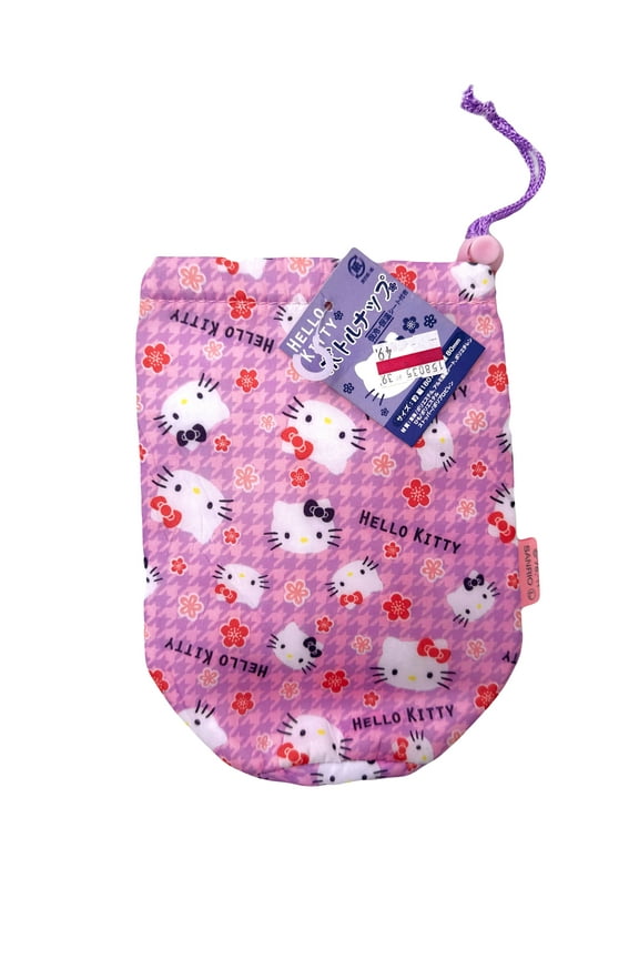 7in Hello Kitty Drawstring Bag w/Mylar Insulated Interior