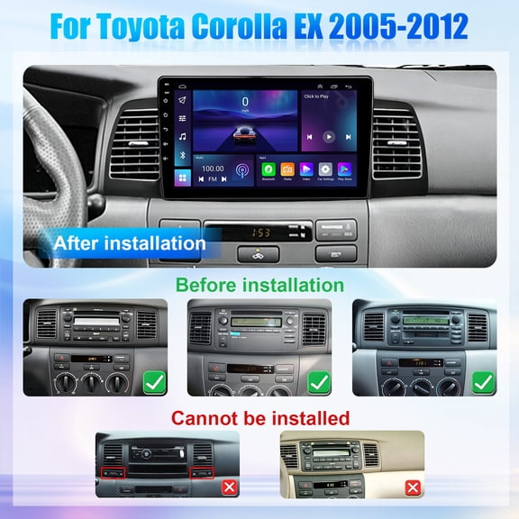 Car Player Compatible for Toyota Corolla 2005-2012 9-inch Touch Screen Android 15 CarPlay Android Auto GPS Navigation