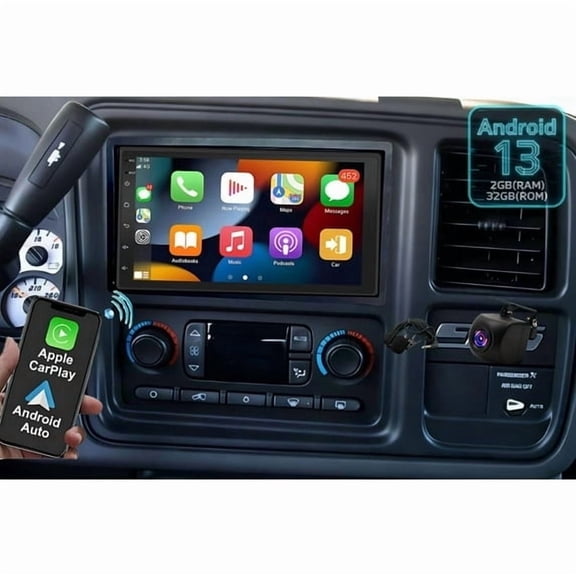 7in for Chevrolet Silverado 1500 2500 2003-2007 Android 13 4+64G Wireless CarPlay Android Auto, GPS + FM/RDS/WiFi + Split Screen