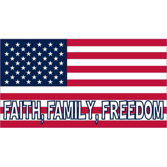 7in x 3.8in Faith Family Freedom American Flag Sticker Vinyl Veh