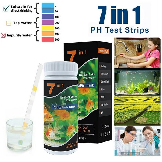 7in1 Aquarium Testing Kit for Fish Tank Freshwater Saltwater Pond Test