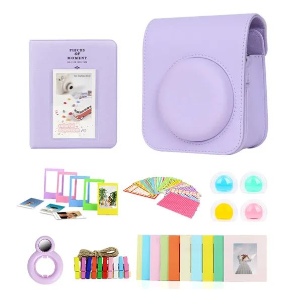7in1 for Fujifilm Instax Mini 12 Camera Accessories Bundle Kit Shoulder Strap Case Photo Album Film Frame Filters Selfie Lens (Camera bag set)