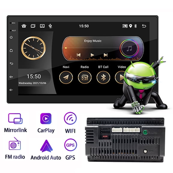 7inch Android 11 Car Stereo 1G+16G Double 2 Din Touch Screen Car Radio GPS Navi, Wireless CarPlay Android Auto, Mirror Link, WiFi, Bluetooth FM/USB Car MP5 Player