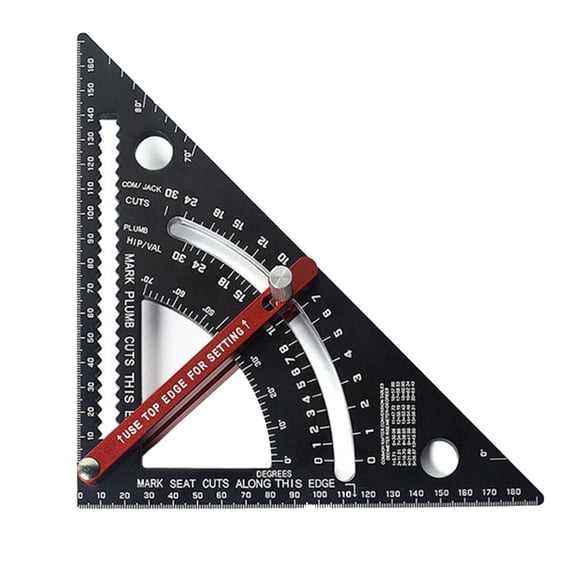 7inch British/Metric Woodworking Triangle Ruler Aluminum Alloy Protractor