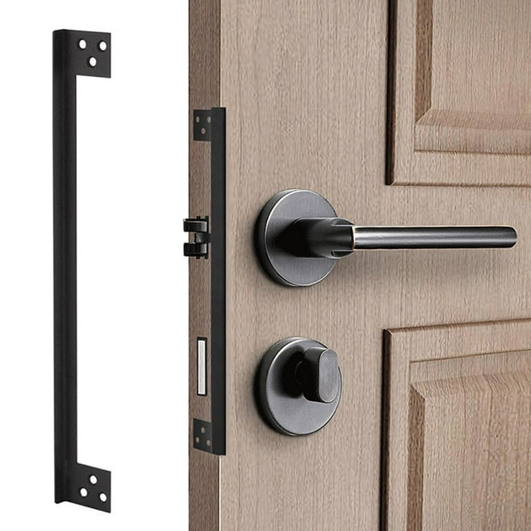 7inch Door Latch Guard Plate Cover Invisible with 6 Screws, Outswing Door Security Protector Door Lock Cover L-Shaped Door Latch Deadbolt Latch Cover