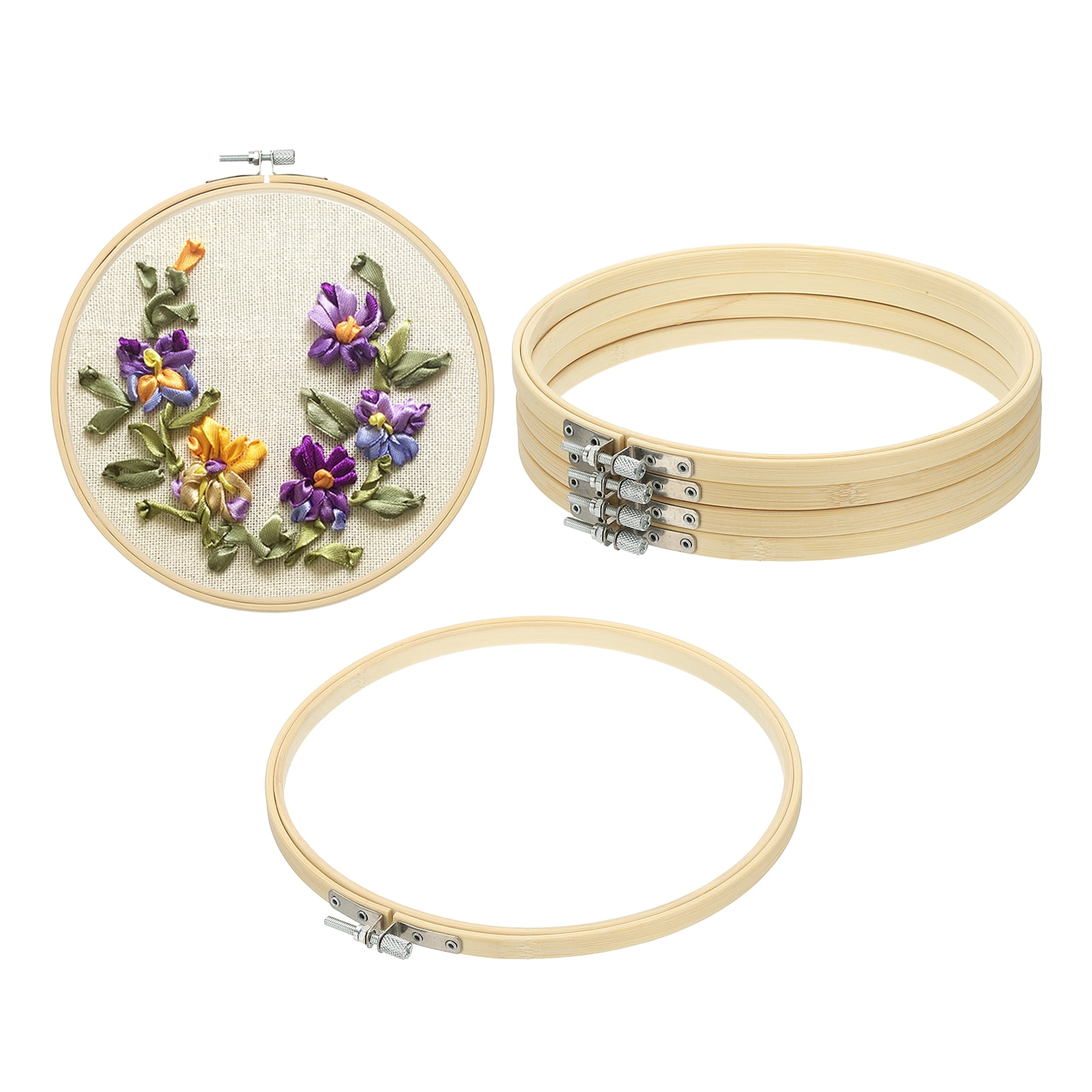 7inch Embroidery Hoop, 6pcs Cross Stitch Hoop Bamboo Wood Circle Frame Ring for Embroidery Art Craft Sewing Ornaments Hanging Decoration