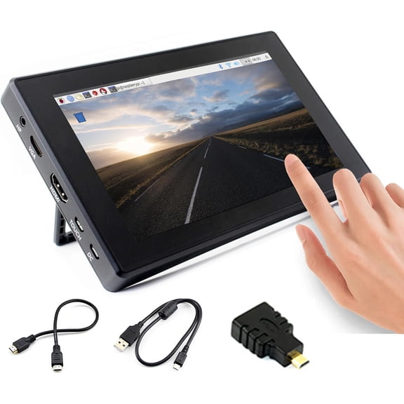 7inch HDMI LCD (H) (with case) Capacitive Touch Screen 1024x600 IPS Display Monitor Compatible with 5/4B/3B+/3B/Pi Zero W/Zero 2W/Pico/Pico W/Pico 2/Pico 2WJetson Nano/Win10/8/7
