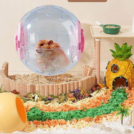 7inch Hamster Wheel Jogging Ball Multiple Vent Holes Multifunctional PP Material Transparent Interactive Toy Pink
