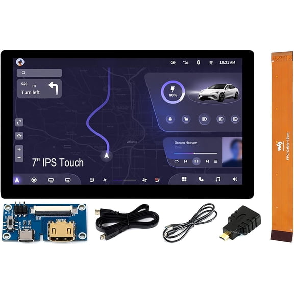 7inch IPS LCD Capacitive Touch Display 1024x600, Integrated Thin and Light Screen with Adapter Board, for /Jetson Nano/Windows/PC, Support Windows/Linux/Android