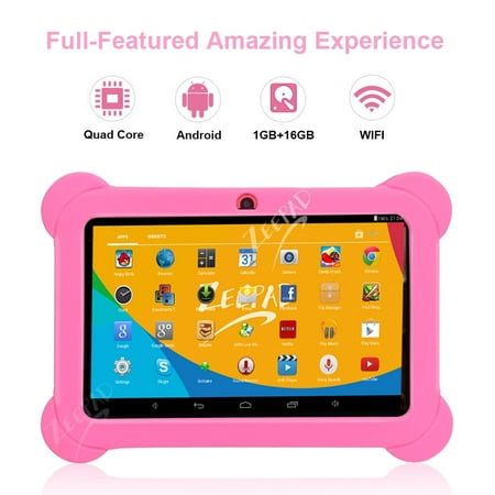 7inch Kids Zeepad  Tablet Quad Core Android 4.4 KitKat Capacitive Touch Screen  Dual Camera WIFI Bluetooth Tablet- Pink