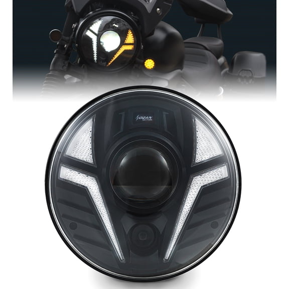 7inch Motorcycle Headlight Laser Light with White DRL Amber Turn Signal Compatible with Street Glide,Softail Heritage,Road King,Electra Glide
