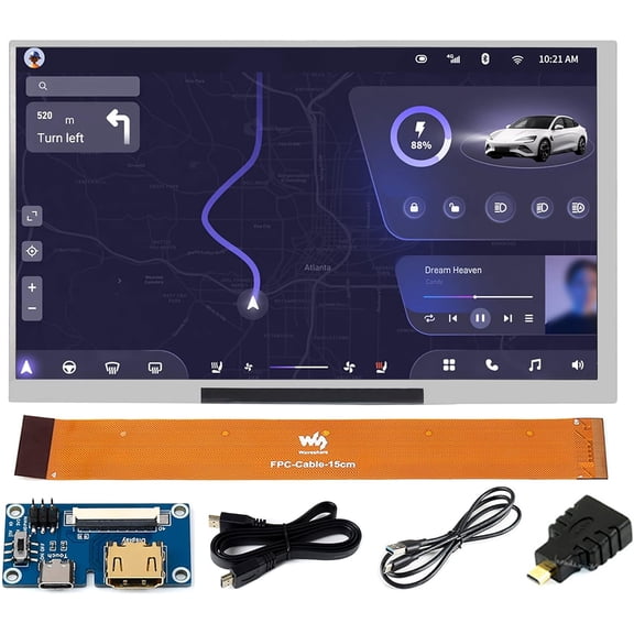 7inch QLED Quantum Dot Display 1024x600 Pixel, Integrated Thin and Light LCD with Adapter Board, for /Jetson Nano/Windows/PC, Support Windows/Linux/Android (No Touch)