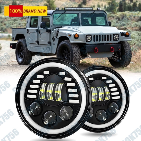 7inch Round LED Headlights For Hummer H1 2002-06 H2 03-09 AM General Hi-Low Beam