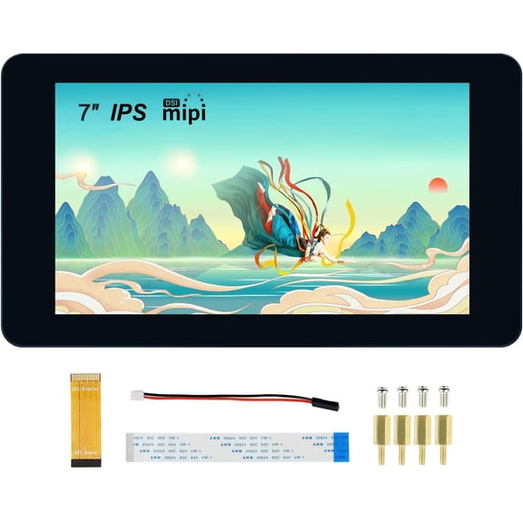 7inch Touch Screen Display DSI Interface IPS LCD Screen, 800480 Resolution, up to 5-Point Capacitive Touch, Support 4B/3B+/3A+/3B/2B/B+/A+