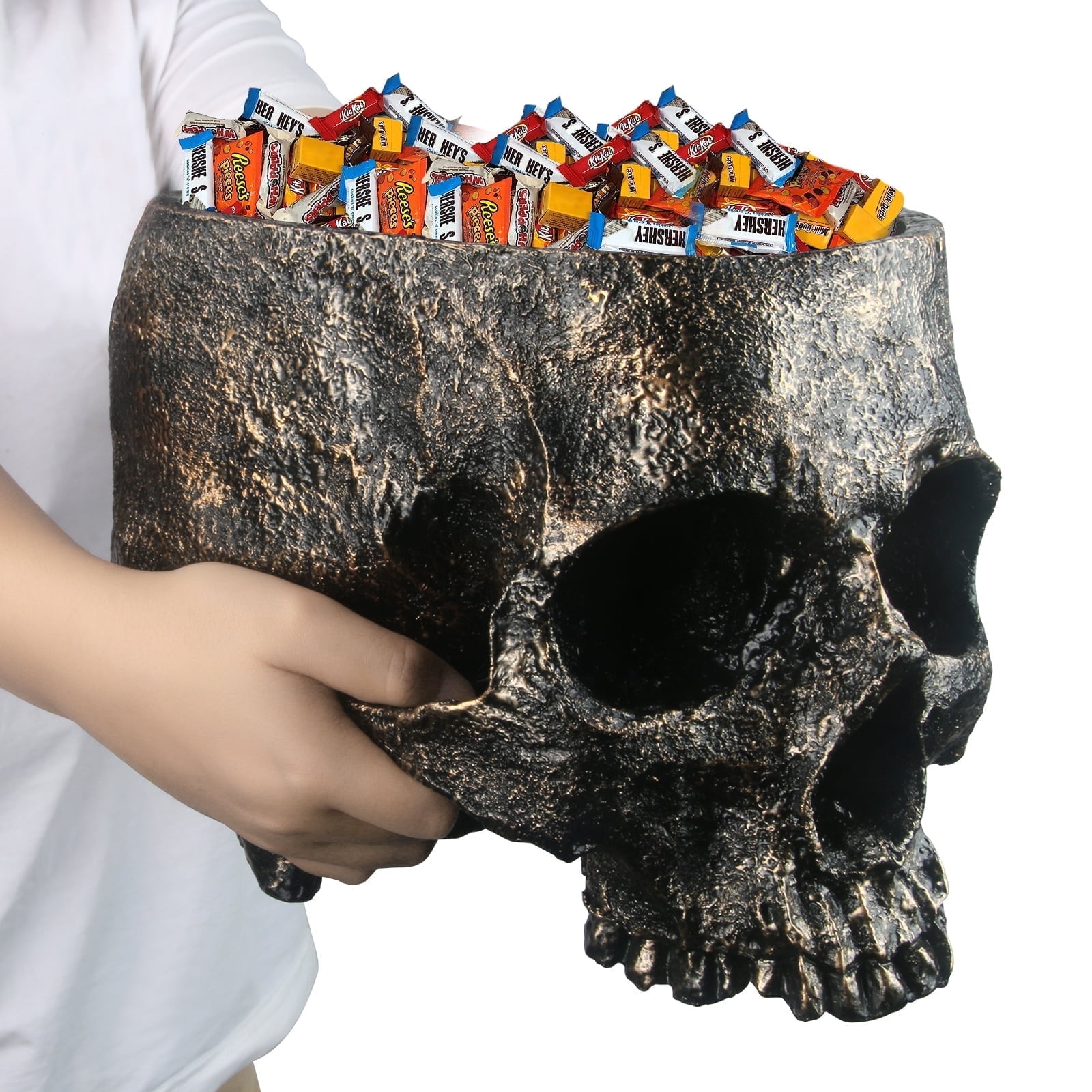 7lb Capacity Extra Large Halloween Skull Candy Dish - Resin