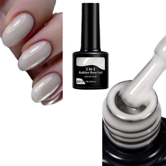 7ml Milky Glitter Rubber Base Gel - Semi Gel Nail Polish, Quick-Dry, LED Compatible, DIY Manicure Gel, Rubber Nail Varnish, Milky Pink, Long-Lasting, Gift for Women Easter, St. Makeup Organizers