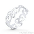 thumbnail image 1 of 7mm (0.3in) Swirl Pattern "Wind Gust" Engraved Design Right Hand Ring Stackable Band in .925 Sterling Silver, 1 of 1