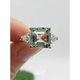 thumbnail image 1 of 7mm - 10mm Asscher Square Cut, Natural Green Amethyst, Three Stone Ring, Sterling Silver, 1 of 5