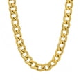 thumbnail image 1 of 7mm 14k Yellow Gold Plated Flat Cuban Link Curb Chain Necklace, 22 inches, 1 of 7