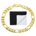 thumbnail image 1 of 7mm 14k Yellow Gold Plated Flat Figaro Chain Bracelet, 8 inches + Gift Box, 1 of 7