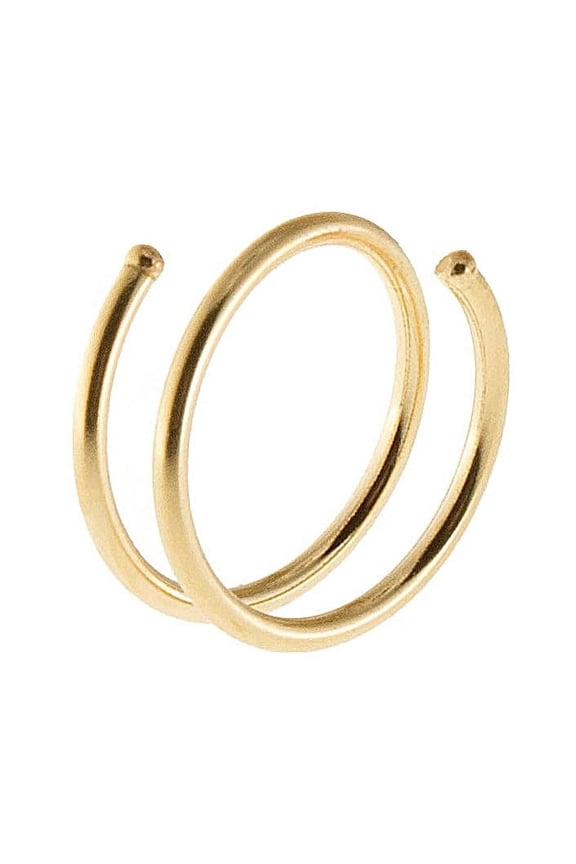 14K Gold Filled Double Nose Ring Hoop for Single Piercing, 22 GA, 7mm Right Side