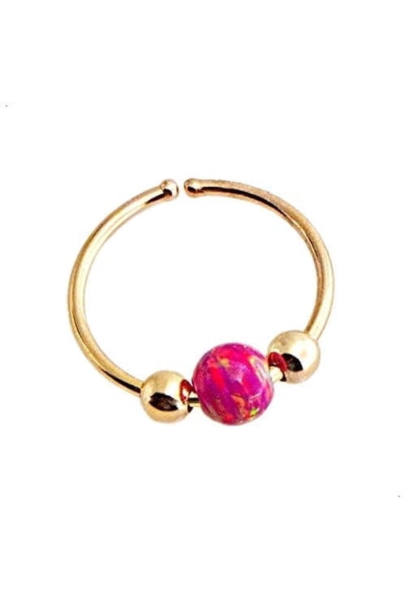 7mm 22 GA Thin Helix Hoop Nose Piercing 14k Gold Filled 3mm Tragus Earring White Opal Cartilage Hoops (GF 7mm / Red Opal)