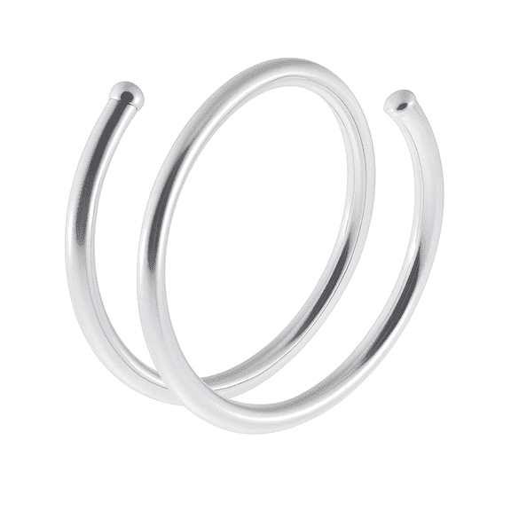 7mm 24G Sterling Silver Double Nose Ring Hoop for Single Piercing Spiral Twist Nose Hoop for Women Girls (Sterling Silver 925 | 24 GA, 7mm | Right Side)